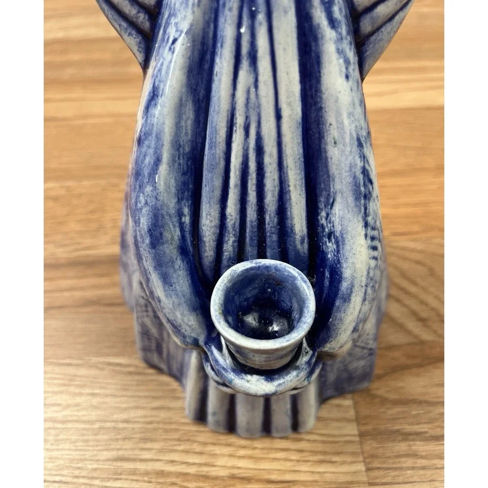 Vintage MCM 1966‎ Blue and White Glazed Ceramic Angel 9.5